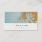 クラッシー芸術的アクアブルー金ゴールド油絵を描テクスチャ 名刺 (正面)