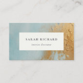 クラッシー芸術的アクアブルー金ゴールド油絵を描テクスチャ 名刺 (正面)