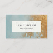 クラッシー芸術的アクアブルー金ゴールド油絵を描テクスチャ 名刺 (正面)