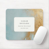 クラッシー芸術的アクアブルー金ゴールド油絵を描ビジネス マウスパッド (マウス)