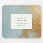 クラッシー芸術的アクアブルー金ゴールド油絵を描ビジネス マウスパッド (正面)