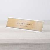 クラッシー芸術的シック・ベージュ金ゴールド油絵を描ビジネス デスクネームプレート (正面)