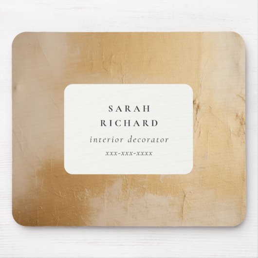 クラッシー芸術的シック・ベージュ金ゴールド油絵を描ビジネス マウスパッド (正面)