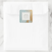 クラッシー芸術的ブルー金ゴールド油絵を描ビジネス スクエアシール (バッグ)