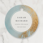 クラッシー芸術的ブルー金ゴールド油絵を描ビジネス フェイバータグ (正面)