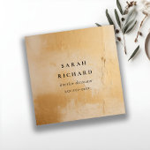 クラッシー芸術的ベージュ金ゴールド油絵を描テクスチャ スクエア名刺