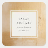 クラッシー芸術的ベージュ金ゴールド油絵を描ビジネス スクエアシール (正面)