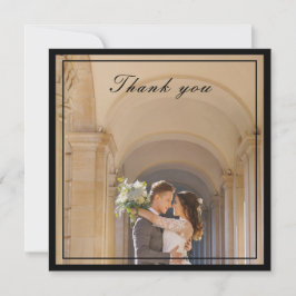 クラッシー&エレガントブラック&クリームアイボリーの結婚写真 サンキューカード