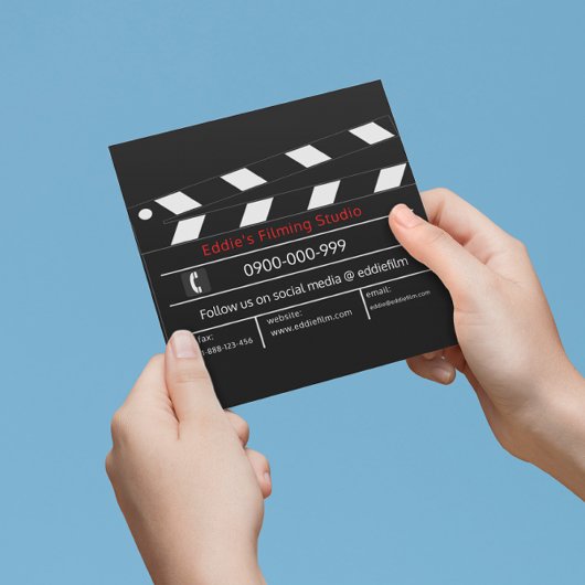 クラッパーボードフィルム&ビデオムービー石板 スクエア名刺