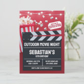 クラッパーボード付き屋外映画誕生日パーティー 招待状 (スタンド正面)