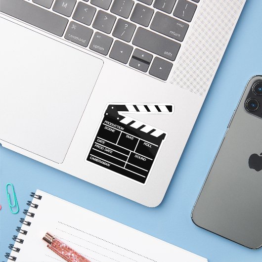 クラッパーボード映画シネマハリウッド映画作家 シール (ノートパソコンとiPhone)
