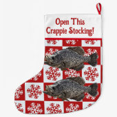 クラッピーおもしろい魚釣りプンメリークリスマス ラージクリスマスストッキング (裏面)