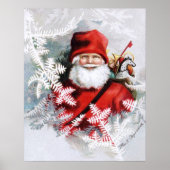 クラップサドル:おもちゃとモミの小枝のあるサンタクロース ポスター (正面)