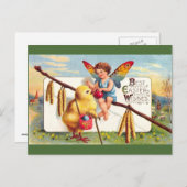 クラップサドル:イースターの妖精と鶏肉 シーズンポストカード (正面/裏面)
