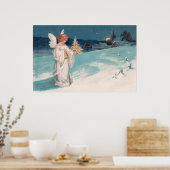 クラップサドル：クリスマス天使と鐘 ポスター (キッチン)