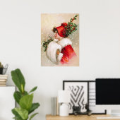 クラップサドル：ホリーハット付き冬の少女 ポスター (ホームオフィス)