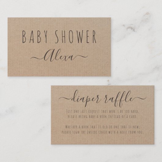 クラッ素朴ト紙ベビーシャワーおむつラッフル エンクロージャーカード (正面/裏面)