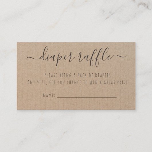 クラッ素朴ト紙ベビーシャワーおむつラッフル エンクロージャーカード (正面)