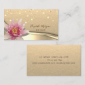 クラッ素朴ト、金ゴールド紙吹雪、水彩ロータス 名刺 (正面/裏面)