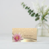 クラッ素朴ト、金ゴールド紙吹雪、水彩ロータス 名刺 (スタンド正面)