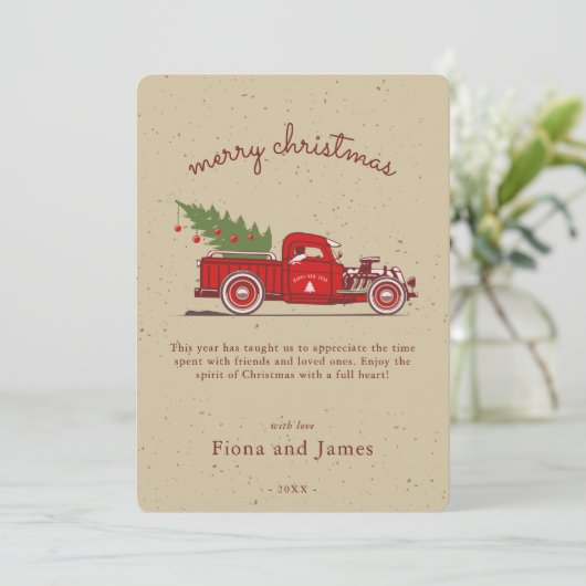 クラッ素朴フェイクドレッドトラックの木パーソナライズされた シーズンカード (スタンド正面)