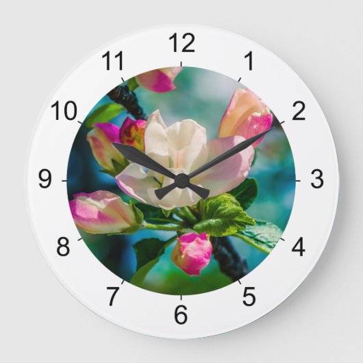 クラバップルの花とつぼみ ラージ壁時計 (正面)