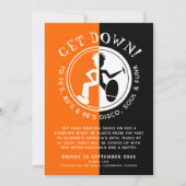 クラバファンキーー黒オレンジ色のレトロパーティー 招待状 (正面)