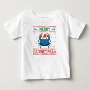 クラバメリースカおもしろいニ醜いクリスマスセーター ベビーTシャツ
