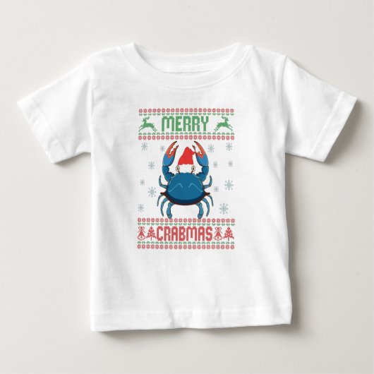 クラバメリースカおもしろいニ醜いクリスマスセーター ベビーTシャツ (正面)