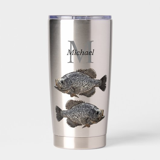 クラパイパーソナライズされた魚釣りアングラモノグラムフィッシュ 保温保冷タンブラー (背面)