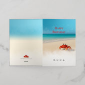 クラビーはっきりした – スパイシーカスタム誕生日カードガールズ 箔グリーティングカード (外側レイダウン)