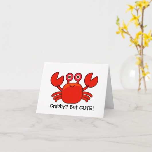 クラビー?かわいい!/かわいい赤カニの誕生日カード カード (黄色い花)