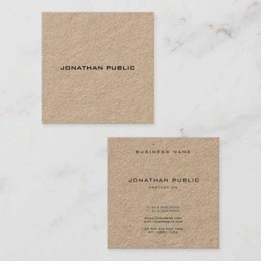 クラフエレガントト紙プロフェッショナルモダンラグジュアリー スクエア名刺 (正面/裏面)