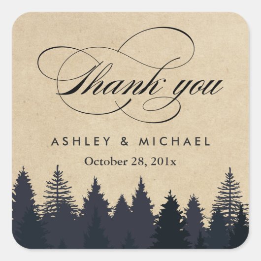 クラフエレガントト素朴パイン木お願い スクエアシール (正面)