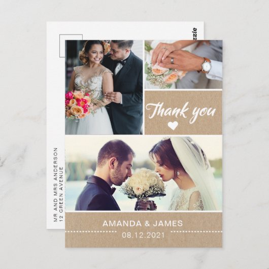 クラフエレガント素朴ト | 結婚の写真 ポストカード (正面/裏面)