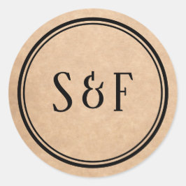 クラフエレガント素朴モノグラム封筒用シール ラウンドシール