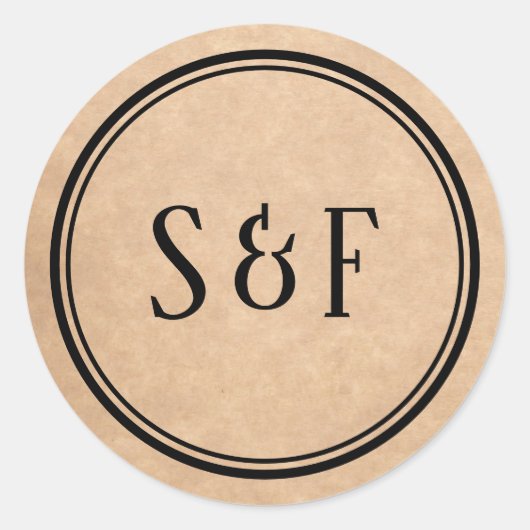 クラフエレガント素朴モノグラム封筒用シール ラウンドシール (正面)