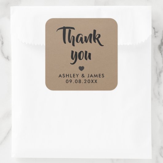 クラフトありがとう結婚ステッカーありがとうクラフト スクエアシール (バッグ)