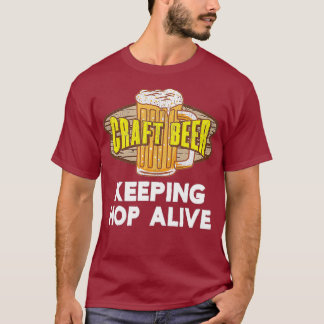クラフトおもしろいビール好き保のホップアライブギフト Tシャツ
