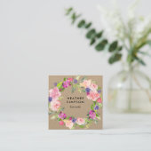 クラフトがピンク赤面によっておよび紫色は開花します スクエア名刺 (スタンド正面)