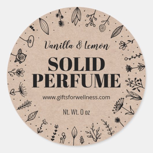 クラフトとフラワー自家製無地の香水ラベル ラウンドシール (正面)
