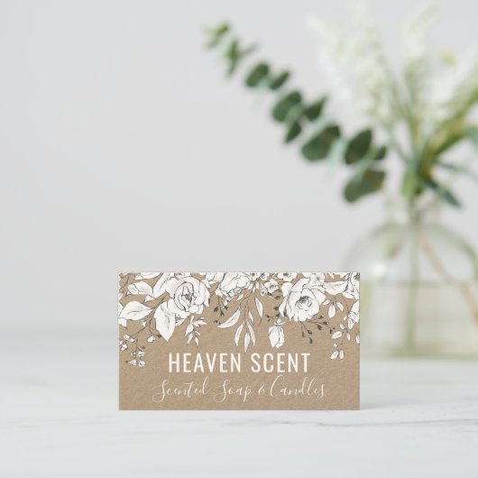 クラフトと白の香りのする石鹸とロウソク 名刺 (スタンド正面)