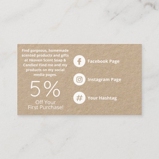 クラフトと白の香りのする石鹸とロウソク 名刺 (裏面)