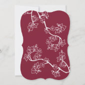 クラフトと赤い梅の花 現代のアジアンウェディング 招待状 (裏面)