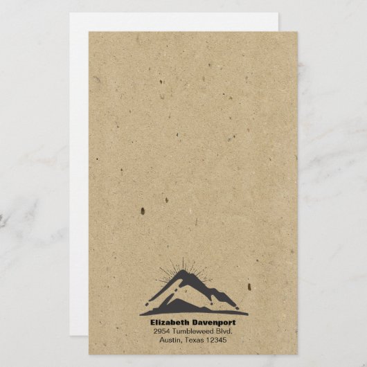 クラフトにサンレイをフェイク付けた山の紙テクスチャ 便箋 (正面/裏面)