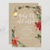 クラフトのエバーグリーン ベイビー 外は寒い 招待状 (正面/裏面)