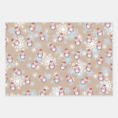 クラフトのクリスマスにかわいいスノーペンギン ラッピングペーパーシート (正面2)