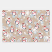 クラフトのクリスマスにかわいいスノーペンギン ラッピングペーパーシート (正面)