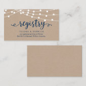 クラフトのストリングライト、ネイビー結婚ブルー、のレジストリ エンクロージャーカード (正面/裏面)