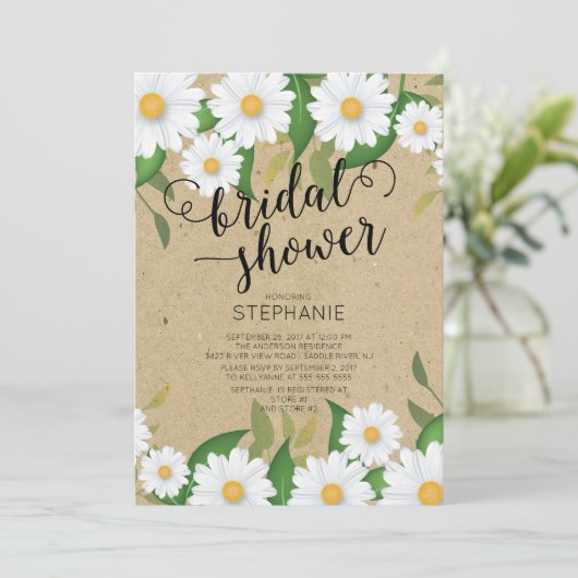 クラフトのデイジーによってはブライダルシャワーの招待状が開花します 招待状 (スタンド正面)